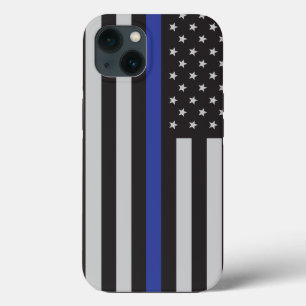 Bandera Americana de la Línea Azul Fina Personaliz