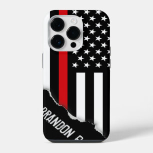 Funda Para iPhone 14 Pro Bandera Americana de Línea Roja Fina Desgarrada