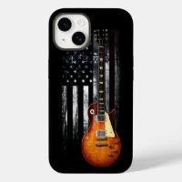 Bandera Americana De Rock Retro Guitarra