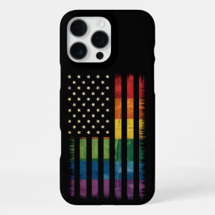 Funda Para iPhone 16 Pro Max Bandera arcoíris deshilachada LGBTQ Orgullo USA Am