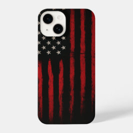 Funda Para iPhone 14 Bandera de Estados Unidos Rojo y Negro