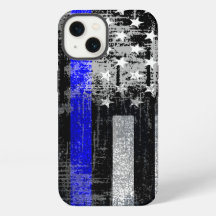 Funda para iPhone Bandera de Línea Azul Grunge