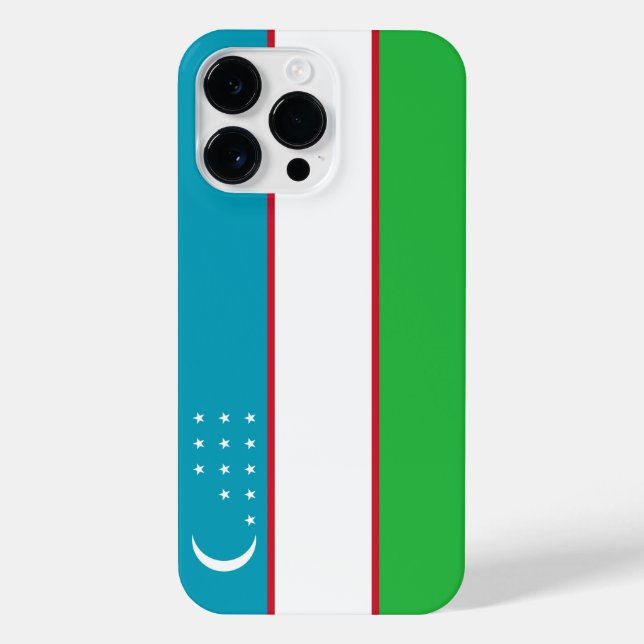 Funda Para iPhone Bandera de Uzbekistán (Reverso)