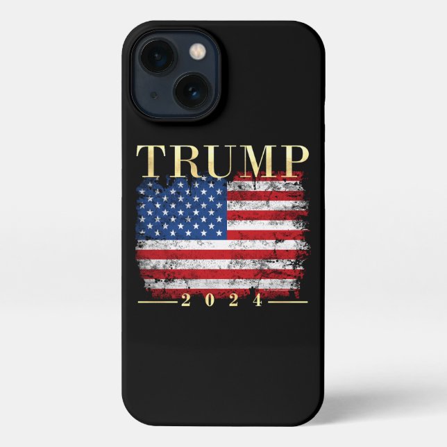Funda Para iPhone Bandera de Vintage de oro elegante de Trump 2024 (Reverso )