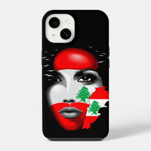Funda Para iPhone 14 Bandera del Líbano y mapa en la cara de una niña