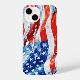 Funda Para iPhone 14 Bandera estadounidense acuarela 4 de julio