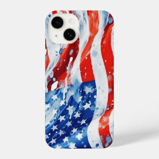 Funda Para iPhone 14 Bandera estadounidense acuarela 4 de julio