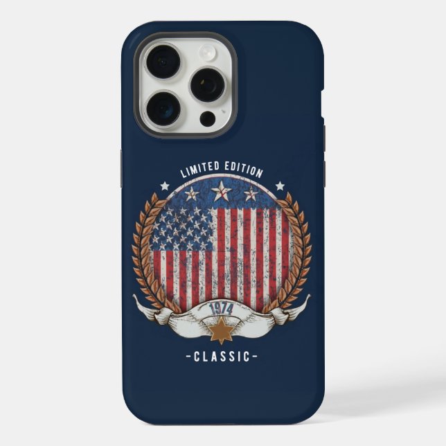Funda Para iPhone Bandera estadounidense de la época de 1974 (Reverso )