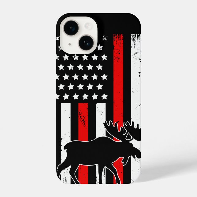 Funda Para iPhone Bandera estadounidense de Moose (Reverso )