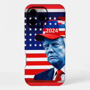 Funda Para iPhone 16 Pro Max Bandera estadounidense Donald Trump 2024