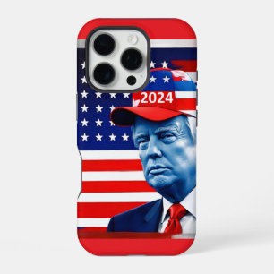 Funda Para iPhone 16 Pro Bandera estadounidense Donald Trump 2024