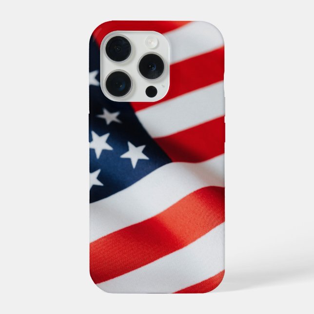 Funda Para iPhone Bandera estadounidense ondía patriótica (Reverso )