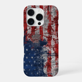 Funda Para iPhone 16 Pro Bandera estadounidense pintada en un muro oscuro