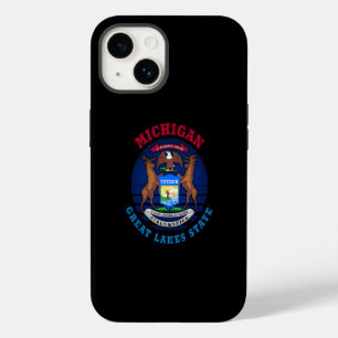 FUNDA PARA iPhone 14 BANDERA ESTATAL MICHIGAN GREAT LAKES