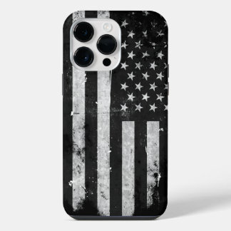 Funda Para iPhone 14 Pro Max Bandera norteamericana negra y blanca