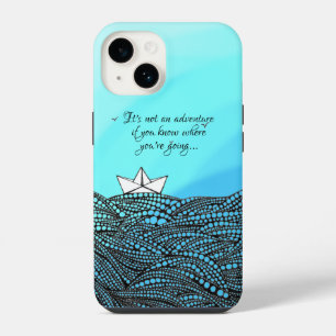 Funda Para iPhone 14 Barco de papel dibujado a lápiz cita motivaciona