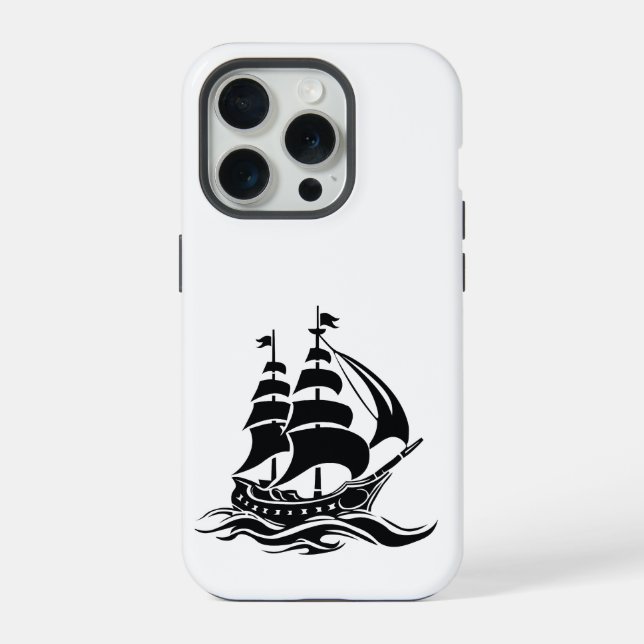 Funda Para iPhone Barco de Vela de Sombra – Ilustración Oceánica Vin (Reverso )