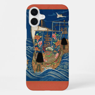 Funda Para iPhone 16 Plus Barco del Tesoro Afortunado Japonés Vintage G.A. A