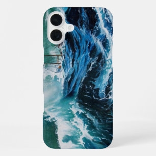 Funda Para iPhone 16 Plus Barco en el mar en tormenta