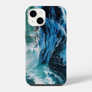 Funda Para iPhone 14 Barco en el mar en tormenta / Azul marino