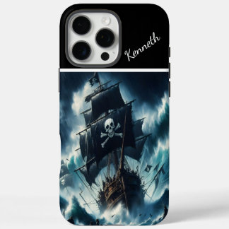 Funda Para iPhone 16 Pro Max Barco pirata combatiendo la tormenta