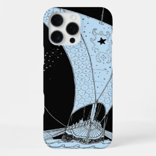 Funda Para iPhone 16 Pro Max Barco vikingo de vela azul