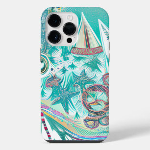 Funda Para iPhone 14 Pro Max Barcos de vela y criaturas marinas Arte abstracto