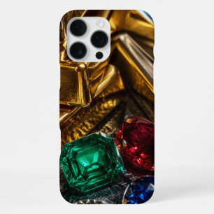Funda Para iPhone 16 Pro Max barras de oro piedras preciosas