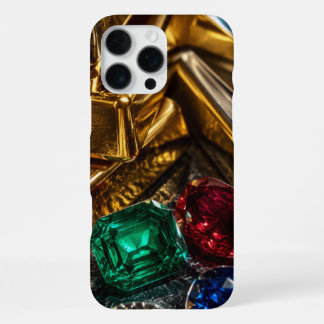 Funda Para iPhone 16 Pro Max barras de oro piedras preciosas