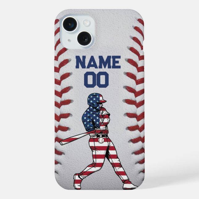 Funda Para iPhone Baseball player Batter with Customizable Number (Reverso )