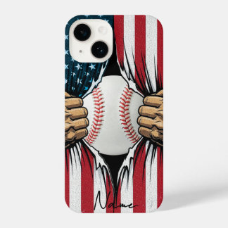 Funda Para iPhone 14 Baseball Softball American Flag Patriotic
