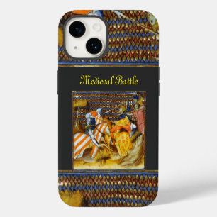 FUNDA PARA iPhone 14 BATALLA MEDIEVAL, CABALLEROS LUCHANDO A CABALLO