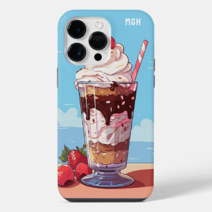 Funda Para iPhone 14 Pro Max Batido de helado con monograma personalizado