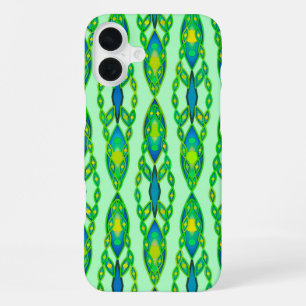 Funda Para iPhone 16 Plus Batik Tribal - Menta, Verde Esmeralda y Azul