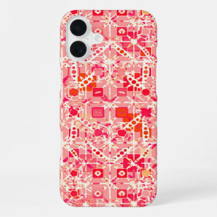 Funda Para iPhone 16 Plus Batik tribal - rosa coral, naranja coral y crema