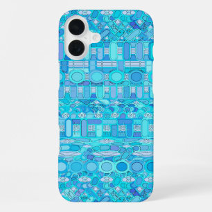 Funda Para iPhone 16 Plus Batik tribal - tonos de azul