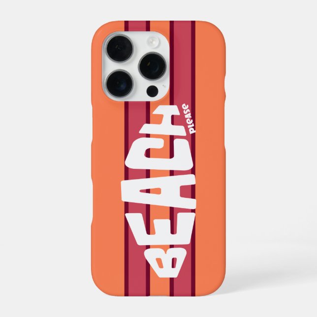 Funda Para iPhone Beach Please Coral & Pink Retro Strike (Reverso)
