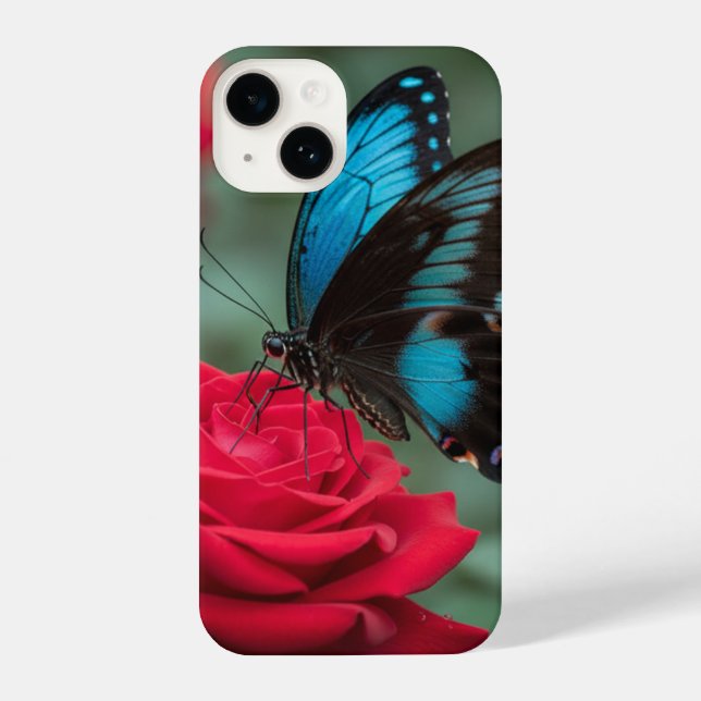 Funda Para iPhone Beautiful Butterfly Red Rose - (Reverso )