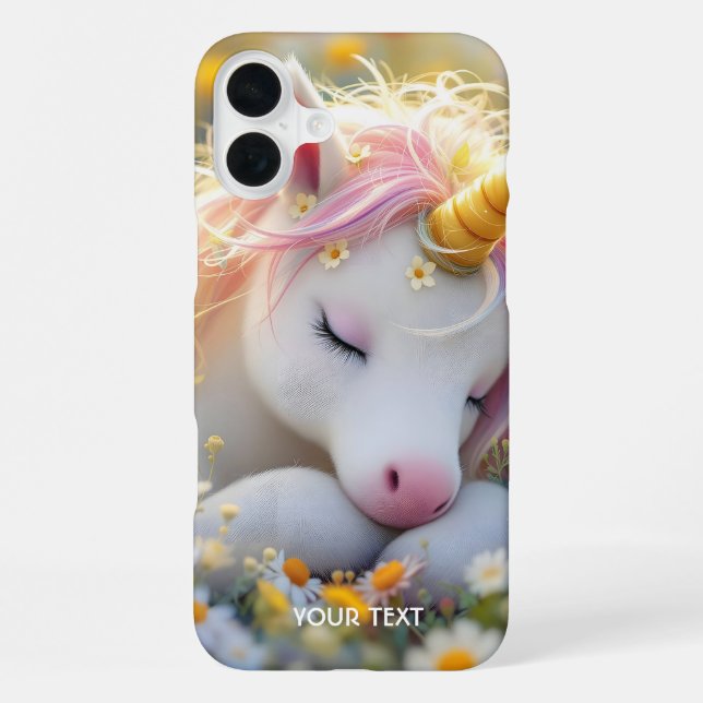 Funda Para iPhone Bebé Unicornio Flores Fantasía (Reverso )