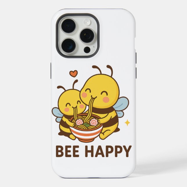Funda Para iPhone Bee Happy Pegatina - Abejas adorables compartiendo (Reverso )