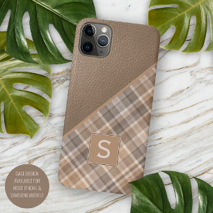 Funda Para iPhone 16 Pro Max Beige Marrón Claro Marrón Gris Claro Cuadros Estam