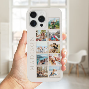 Funda Para iPhone 16 Pro Max Beige Minimalista Moderno Monograma de Foto Person
