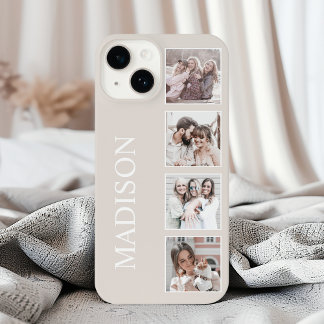 Funda Para iPhone 14 Beige personalizado Collage de fotos personalizado