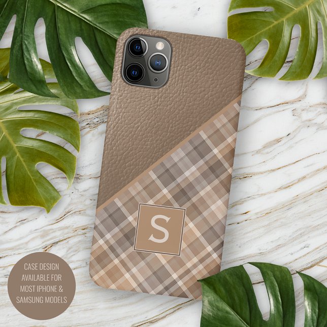 Funda Para iPhone Beige Tan Light Brown Taupe Plaid Gingham Pattern (Subido por el creador)