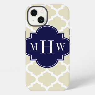 Beige, White Moroccan #5 Navy 3 Initial Monogram