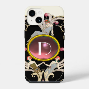 FUNDA PARA iPhone 14 BELLEZA ART DECO FASHION PINK GEMSTONE MONOGRAM