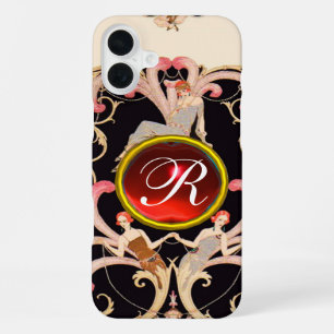 FUNDA PARA iPhone 16 PLUS BELLEZA ART DÉCO MODA RUBÍ GEMSTONE MONOGRAMA