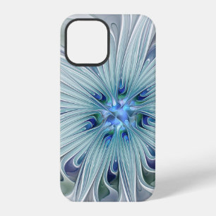 Funda Para iPhone 12 Pro Belleza floral abstracta flor pastel azul moderna