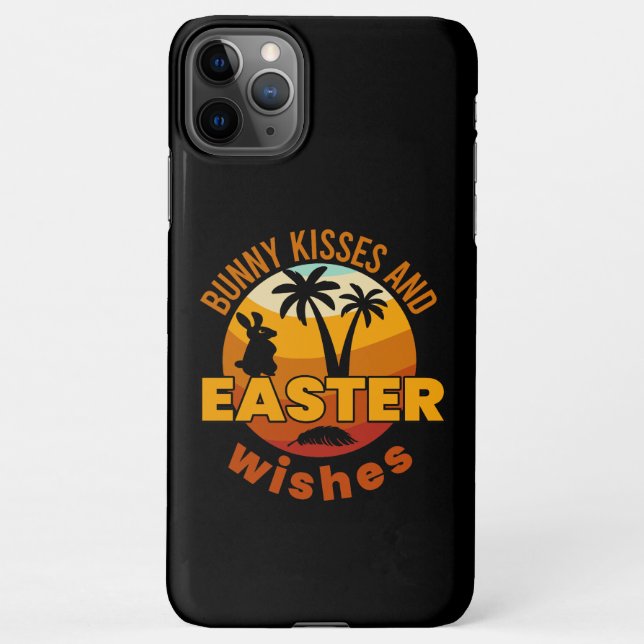 Funda Para iPhone Besos de conejo y deseos de Pascua, Feliz Día de P (Reverso)