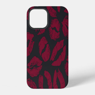 Funda Para iPhone 12 Besos de Labial: Huellas Rojas Oscuras
